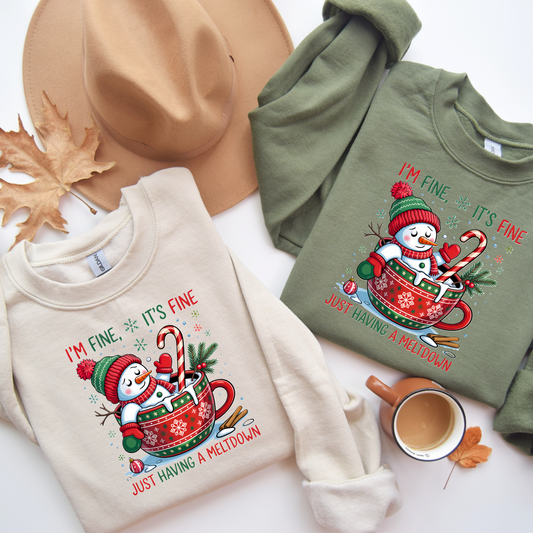 ❄️ “I’m Fine… It’s Fine… Just Having a Meltdown” Christmas Sweatshirt